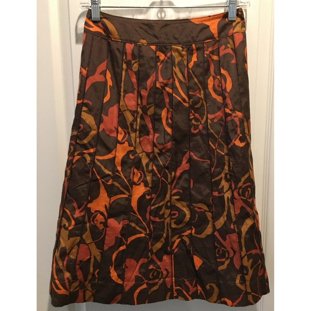 Trevan size 8 a line skirt brown orange lined 32 x 24